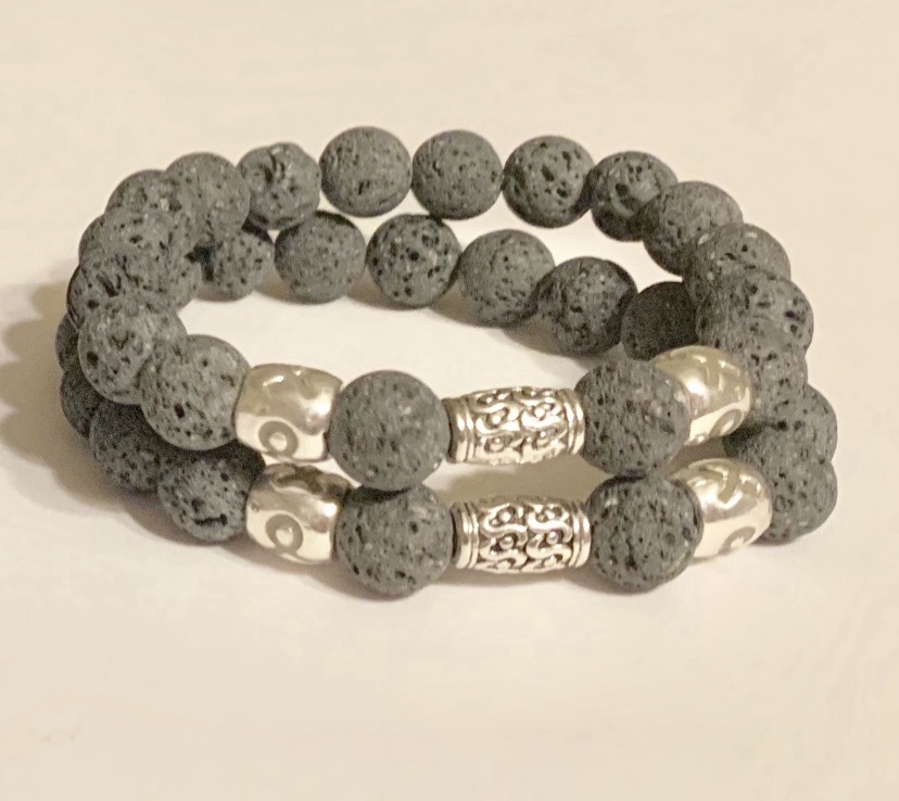 Gray Mens Lava Bracelet
